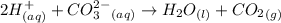 2H^+_{(aq)}+CO_3^{2-}_{(aq)}\rightarrow H_2O_{(l)}+CO_2_{(g)}