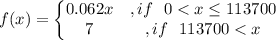 f(x)=\left\{\begin{matrix}0.062x&,if\ \ 0