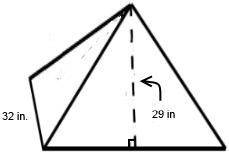 Which statement is true about the square pyramid below?   the base has an area of 464 square inches.