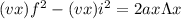 (vx)f^{2} - (vx)i^{2} = 2ax \Lambda x