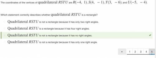the coordinates of the vertices of quadrilateral rstu are r(−4, 1), s(4, −1), t(3, −6), and u(−5, −4