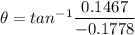\theta=tan^{-1}\dfrac{0.1467}{-0.1778}