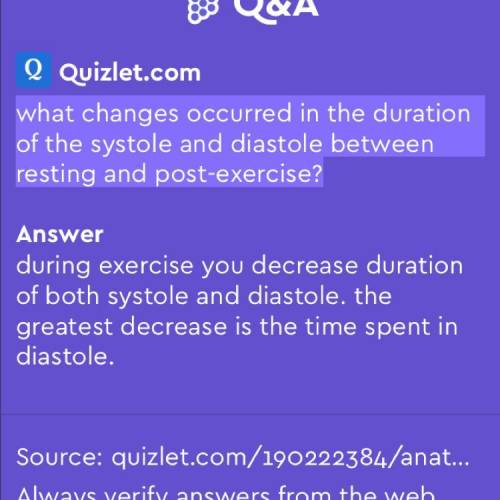 What changes occurred in the duration of systole and diastole between resting and post-exercise?