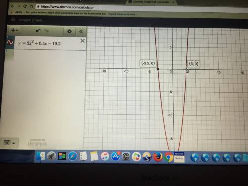 Use the graphing calculator to graph and find the zeros of the function y = 2x2 + 0.4x – 19.2. the z