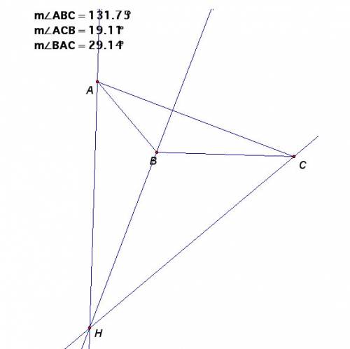 The orthocenter of an obtuse triangle always lies  a. on a vertex of the triangle b. on the inside o
