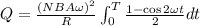 Q=\frac{(NBA\omega )^2}{R}\int_{0}^{T}\frac{1-\cos 2\omega t}{2}dt