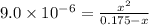 9.0\times 10^{-6}=\frac{x^2}{0.175-x}
