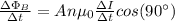 \frac{\Delta \Phi_B}{\Delta t}=An\mu_0\frac{\Delta I}{\Delta t}cos(90^\circ)
