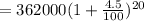 =362000(1+\frac{4.5}{100})^{20}