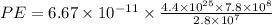 PE=6.67\times 10^{-11}\times \frac{4.4\times 10^{25}\times 7.8\times 10^8}{2.8\times 10^7}