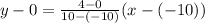 y-0=\frac{4-0}{10-(-10)}(x-(-10))