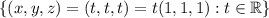 \{(x,y,z)=(t,t,t)=t(1,1,1): t\in\mathbb{R}\}