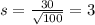 s = \frac{30}{\sqrt{100}} = 3