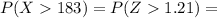 P(X183) = P(Z1.21) =