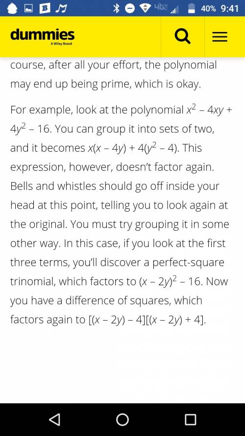 How do you factor a polynomial using three terms?  i need  on this one question. the picture is prov