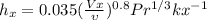 h_x=0.035(\frac{Vx}{\upsilon})^{0.8}Pr^{1/3}kx^{-1}