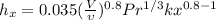 h_x=0.035(\frac{V}{\upsilon})^{0.8}Pr^{1/3}kx^{0.8-1}
