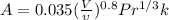 A=0.035(\frac{V}{\upsilon})^{0.8}Pr^{1/3}k
