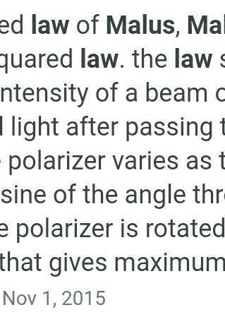 Can anyone  me learn malus's law in optics?