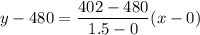 y-480=\dfrac{402-480}{1.5-0}(x-0)