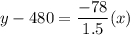 y-480=\dfrac{-78}{1.5}(x)