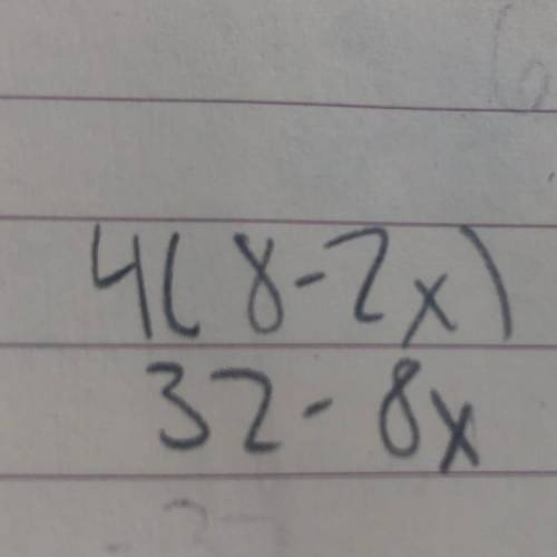 Find the coefficient is x in 4(8-2x).
