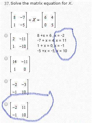 Solve the matrix equation for x.