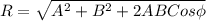 R = \sqrt{A^{2} + B^{2} + 2AB Cos\phi }