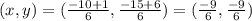 (x,y) = (\frac{-10 + 1}{6} , \frac{-15 + 6}{6} )  = (\frac{-9}{6} , \frac{-9}{6} )