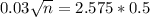 0.03\sqrt{n} = 2.575*0.5