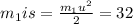 m_1 is =\frac{m_1u^2}{2}=32