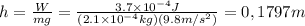 h=\frac{W}{mg}= \frac{3.7\times 10^{-4} J}{(2.1\times 10^{-4} kg)(9.8m/s^{2})} =0,1797m