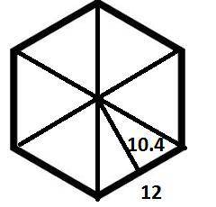 Find the area of a regular hexagon with an apothem 10.4 yards long and side 12 yards long. round you