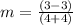m=\frac{(3-3)}{(4+4)}