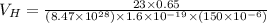 V_H=\frac{23\times 0.65}{(8.47\times 10^{28})\times 1.6\times 10^{-19}\times (150\times 10^{-6} )}