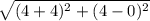 \sqrt{(4 + 4)^{2} + (4 - 0)^{2} }