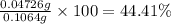 \frac{0.04726 g}{0.1064 g}\times 100=44.41\%