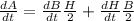 \frac{dA}{dt} =\frac{dB}{dt}\frac{H}{2}  +\frac{dH}{dt}\frac{B}{2}