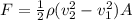 F=\frac{1}{2}\rho(v_2^2-v^2_1)A