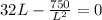 32L - \frac{750}{L^2} = 0