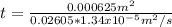 t=\frac{0.000625m^{2}}{0.02605*1.34x10^{-5} m^{2}/s }
