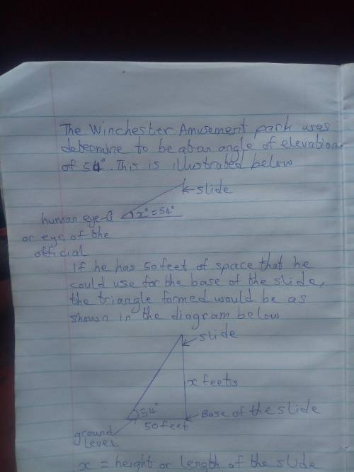 11) an official at the winchester amusement park has determined that the angle of elevation for a sl