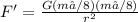 F'=\frac{G(m₁/8)(m₂/8)}{r^{2} }
