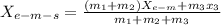 X_{e-m-s}=\frac{(m_1+m_2)X_{e-m}+m_3x_3}{m_1+m_2+m_3}