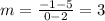 m=\frac{-1-5}{0-2}=3