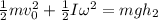 \frac{1}{2}mv_0^2+\frac{1}{2}I\omega^2 = mgh_2