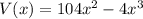 V(x)=104x^2-4x^3