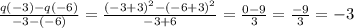 \frac{q(-3)-q(-6)}{-3-(-6)} = \frac{(-3+3)^2-(-6+3)^2}{-3+6} = \frac{0-9}{3} = \frac{-9}{3} =-3