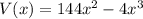 V(x)=144x^2-4x^3