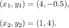 (x_1,y_1)=(4,-0.5),\\ \\(x_2,y_2)=(1,4).